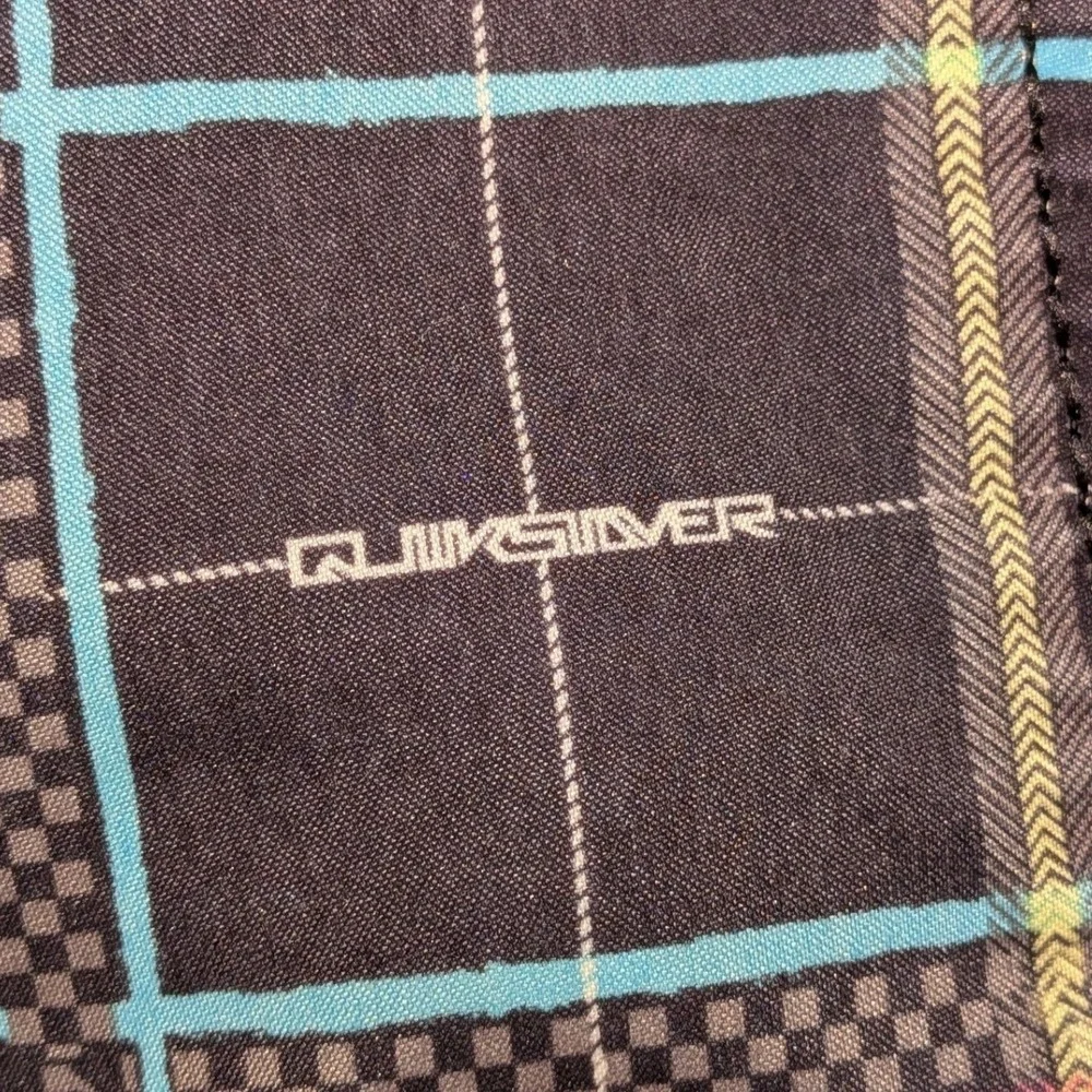 Quiksilver Mens Plaid Board Shorts Black Blue Pink Cargo Pocket Size 36